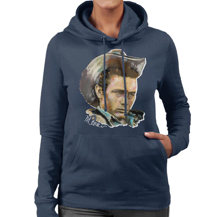 Sidney Maurer Original Portrait Of James Dean Cowboy Hat Women's Hooded Sweatshirt
