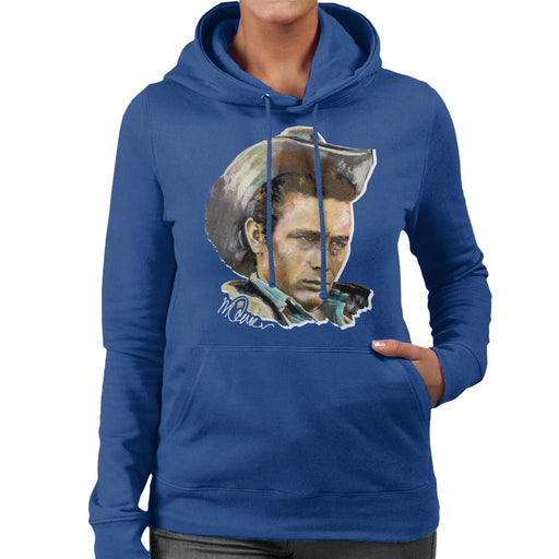 Sidney Maurer Original Portrait Of James Dean Cowboy Hat Women's Hooded Sweatshirt