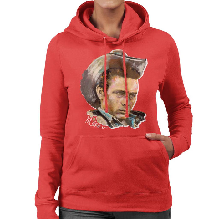 Sidney Maurer Original Portrait Of James Dean Cowboy Hat Women's Hooded Sweatshirt