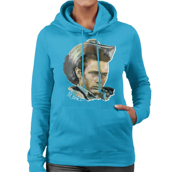 Sidney Maurer Original Portrait Of James Dean Cowboy Hat Women's Hooded Sweatshirt