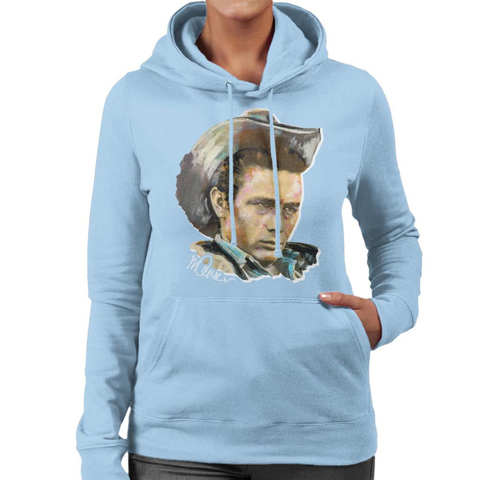 Sidney Maurer Original Portrait Of James Dean Cowboy Hat Women's Hooded Sweatshirt