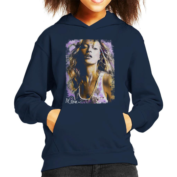 Sidney Maurer Original Portrait Of Kate Moss Pastel Kid's Hooded Sweatshirt
