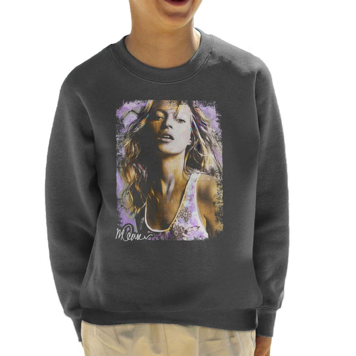 Sidney Maurer Original Portrait Of Kate Moss Pastel Kid's Sweatshirt