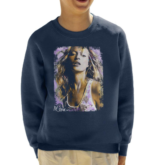 Sidney Maurer Original Portrait Of Kate Moss Pastel Kid's Sweatshirt
