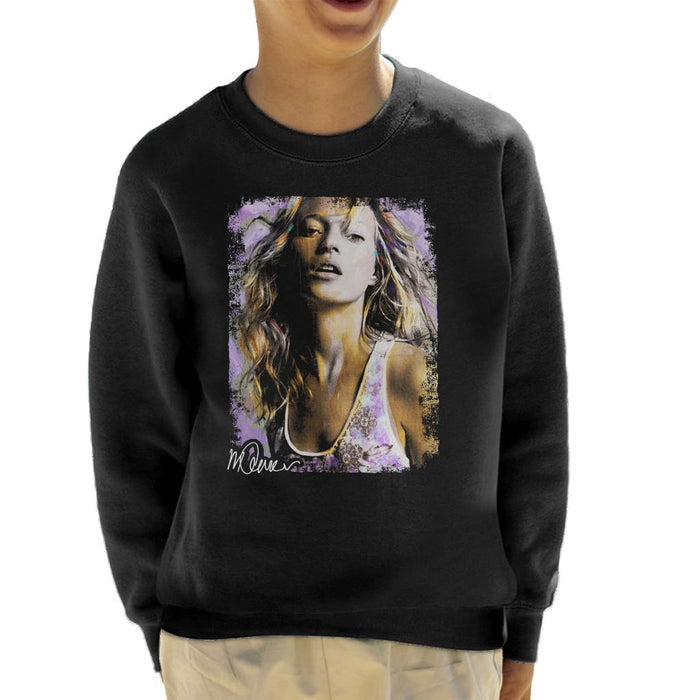 Sidney Maurer Original Portrait Of Kate Moss Pastel Kid's Sweatshirt