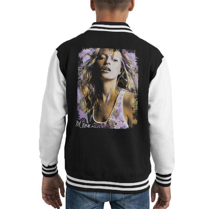 Sidney Maurer Original Portrait Of Kate Moss Pastel Kid's Varsity Jacket
