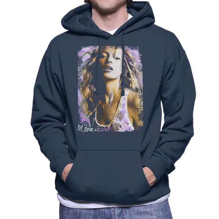 Sidney Maurer Original Portrait Of Kate Moss Pastel Men's Hooded Sweatshirt