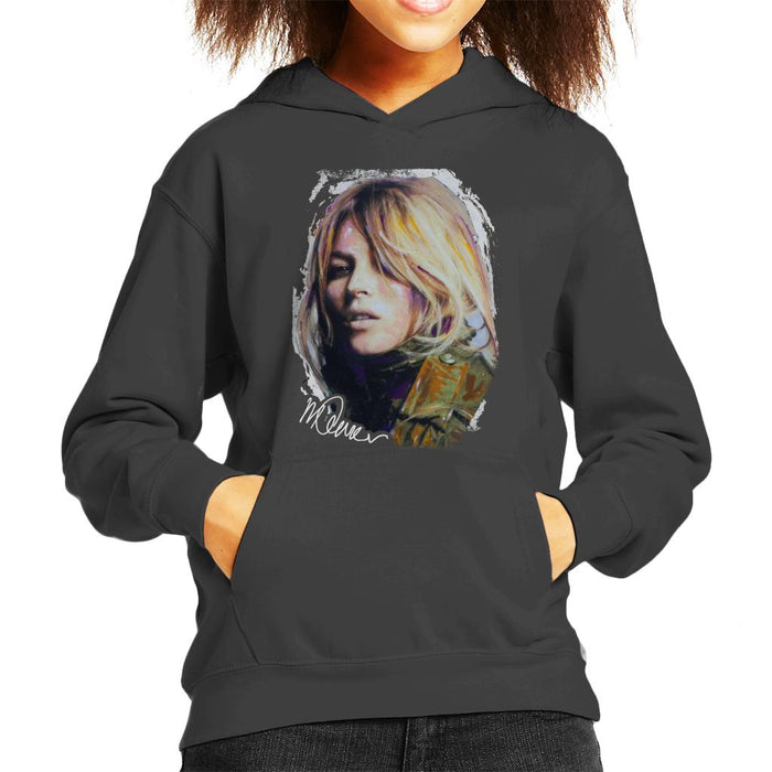 Sidney Maurer Original Portrait Of Kate Moss Army Jacket Kid's Hooded Sweatshirt