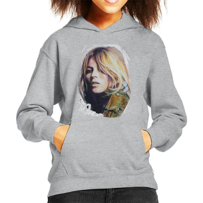 Sidney Maurer Original Portrait Of Kate Moss Army Jacket Kid's Hooded Sweatshirt