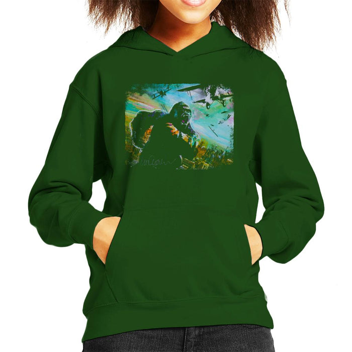 Sidney Maurer Original Portrait Of King Kong Vs Planes Kid's Hooded Sweatshirt