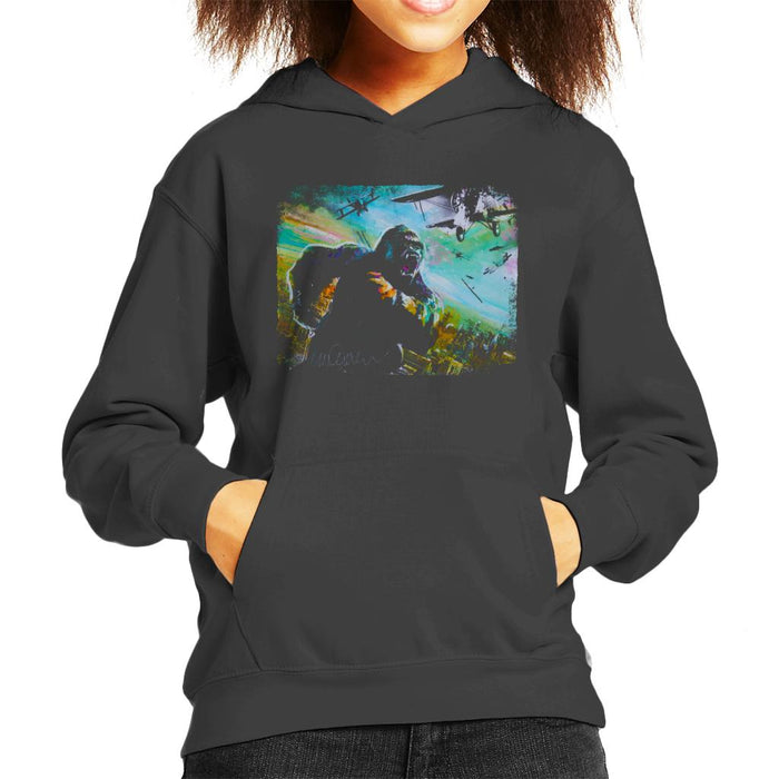 Sidney Maurer Original Portrait Of King Kong Vs Planes Kid's Hooded Sweatshirt