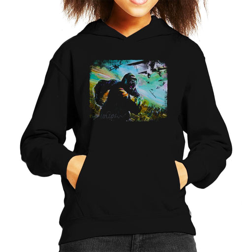 Sidney Maurer Original Portrait Of King Kong Vs Planes Kid's Hooded Sweatshirt
