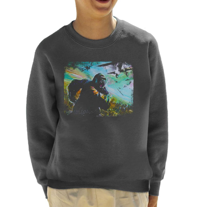 Sidney Maurer Original Portrait Of King Kong Vs Planes Kid's Sweatshirt