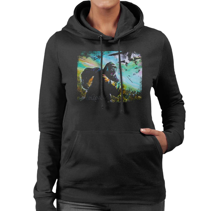 Sidney Maurer Original Portrait Of King Kong Vs Planes Women's Hooded Sweatshirt