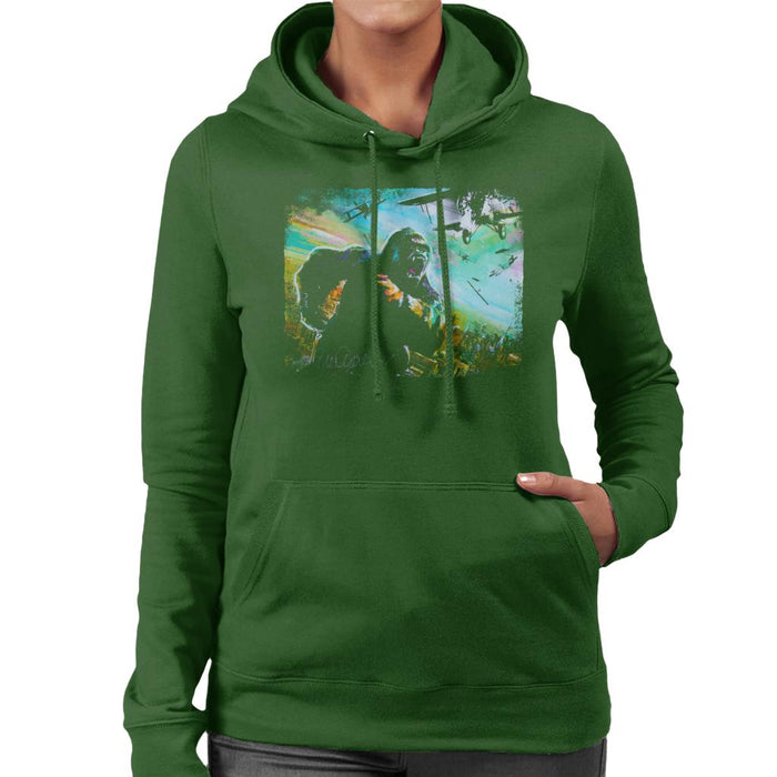 Sidney Maurer Original Portrait Of King Kong Vs Planes Women's Hooded Sweatshirt