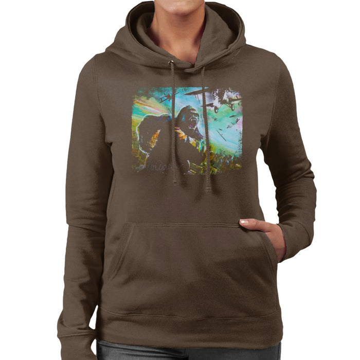 Sidney Maurer Original Portrait Of King Kong Vs Planes Women's Hooded Sweatshirt