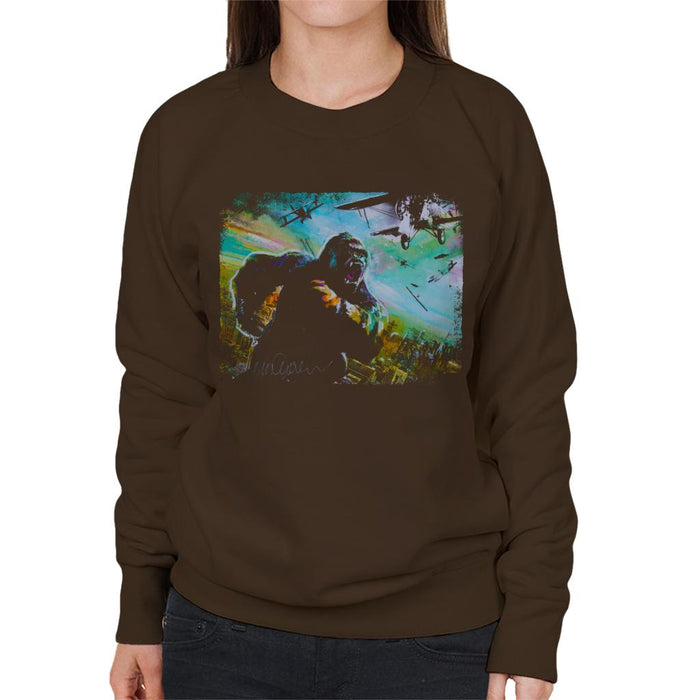 Sidney Maurer Original Portrait Of King Kong Vs Planes Women's Sweatshirt
