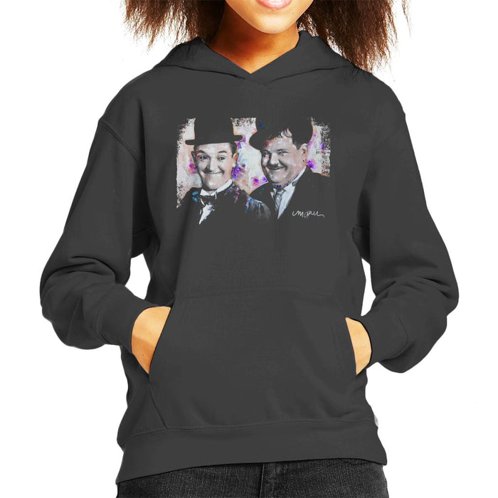 Sidney Maurer Original Portrait Of Laurel And Hardy Kid's Hooded Sweatshirt