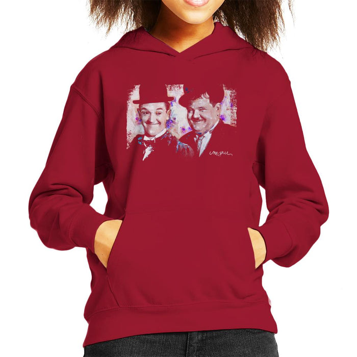 Sidney Maurer Original Portrait Of Laurel And Hardy Kid's Hooded Sweatshirt