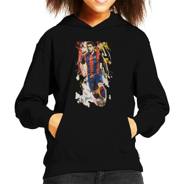 Sidney Maurer Original Portrait Of Luis Suarez Barcelona Kid's Hooded Sweatshirt