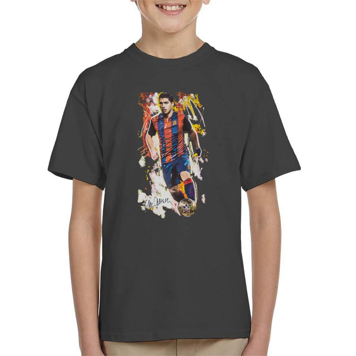 Sidney Maurer Original Portrait Of Luis Suarez Barcelona Kid's T-Shirt