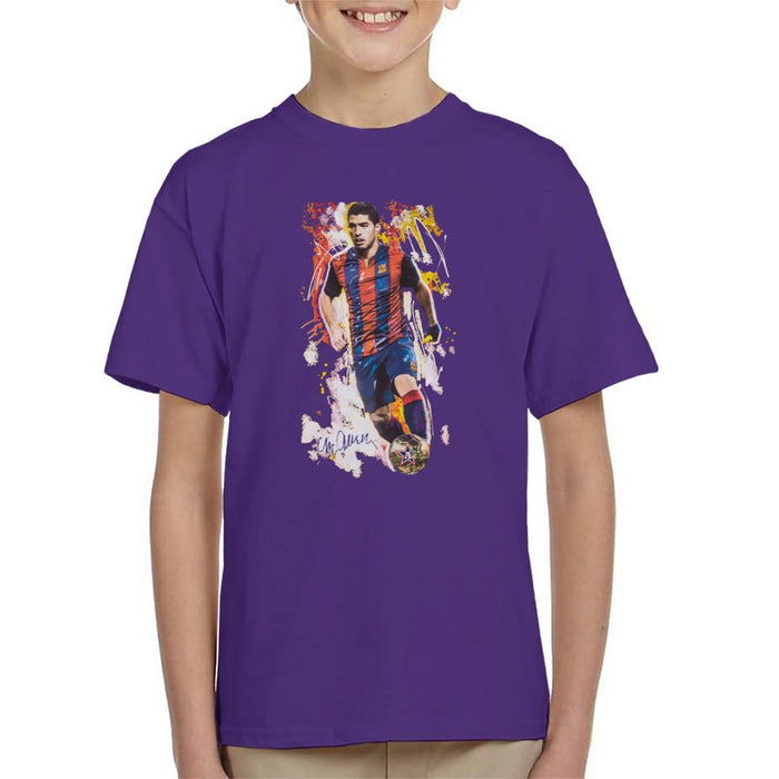 Sidney Maurer Original Portrait Of Luis Suarez Barcelona Kid's T-Shirt