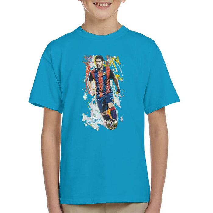 Sidney Maurer Original Portrait Of Luis Suarez Barcelona Kid's T-Shirt