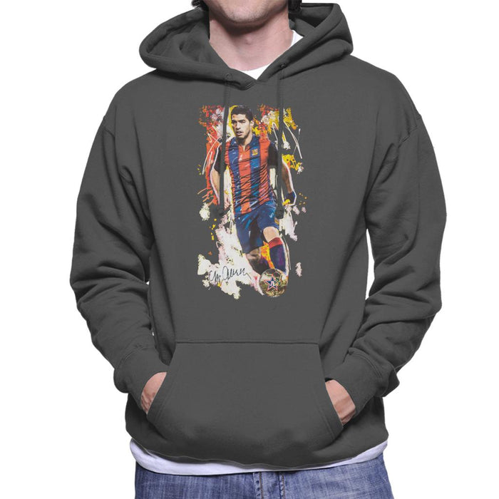 Sidney Maurer Original Portrait Of Luis Suarez Barcelona Men's Hooded Sweatshirt