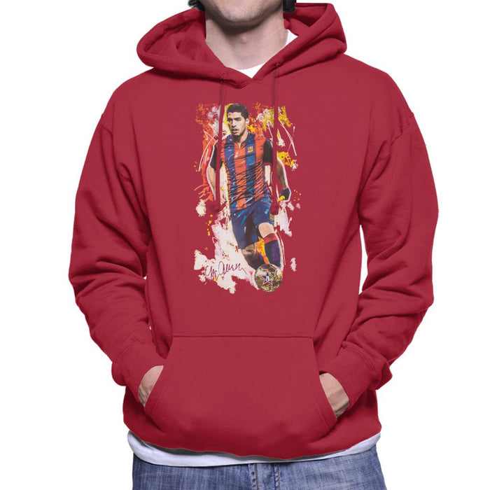 Sidney Maurer Original Portrait Of Luis Suarez Barcelona Men's Hooded Sweatshirt