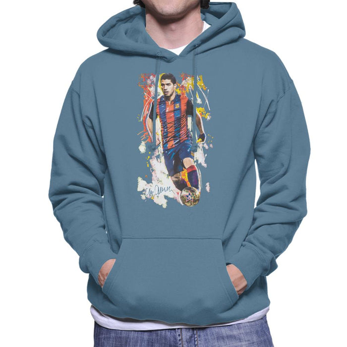 Sidney Maurer Original Portrait Of Luis Suarez Barcelona Men's Hooded Sweatshirt