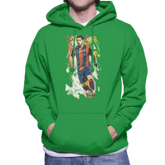 Sidney Maurer Original Portrait Of Luis Suarez Barcelona Men's Hooded Sweatshirt