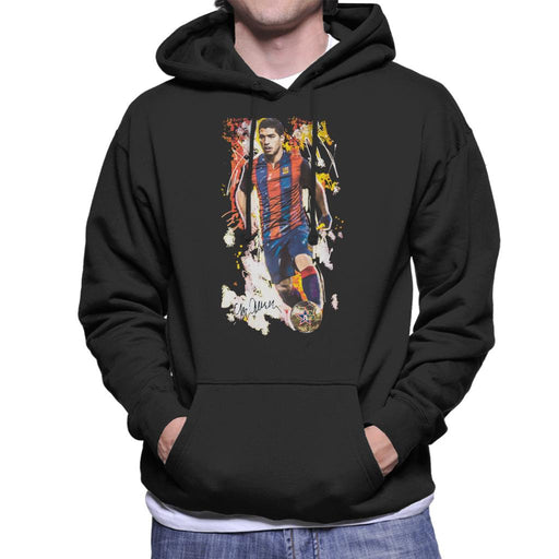 Sidney Maurer Original Portrait Of Luis Suarez Barcelona Men's Hooded Sweatshirt