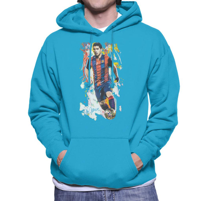 Sidney Maurer Original Portrait Of Luis Suarez Barcelona Men's Hooded Sweatshirt