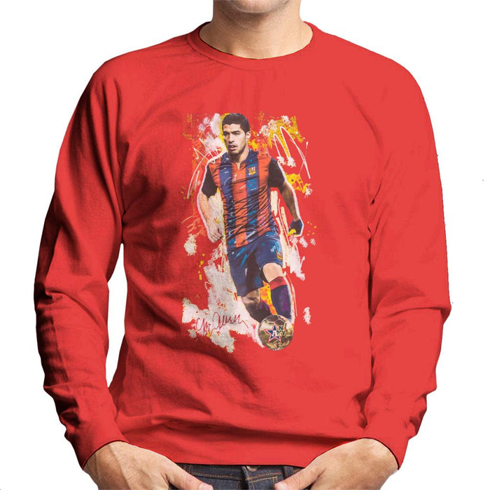 Sidney Maurer Original Portrait Of Luis Suarez Barcelona Men's Sweatshirt