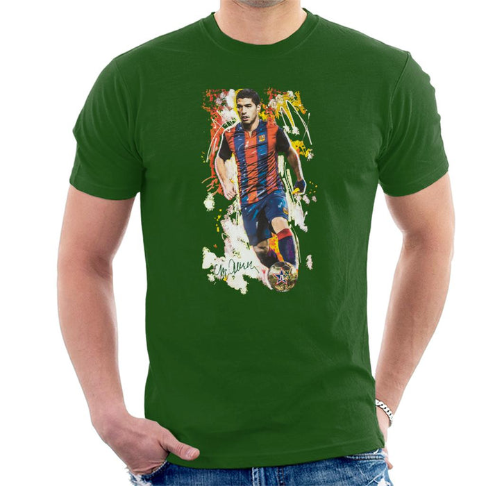 Sidney Maurer Original Portrait Of Luis Suarez Barcelona Men's T-Shirt