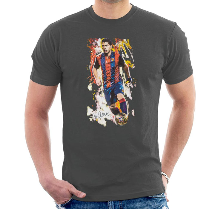 Sidney Maurer Original Portrait Of Luis Suarez Barcelona Men's T-Shirt