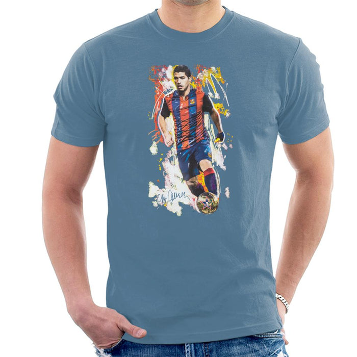 Sidney Maurer Original Portrait Of Luis Suarez Barcelona Men's T-Shirt