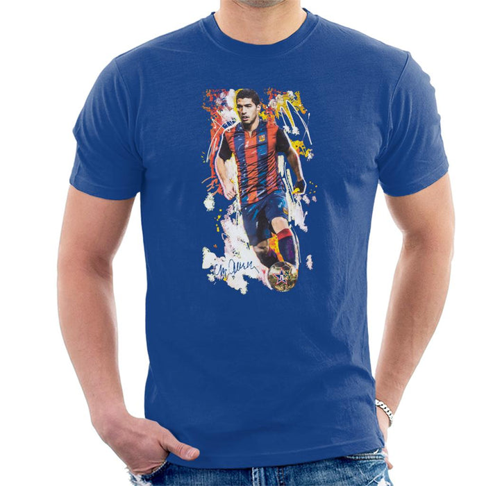 Sidney Maurer Original Portrait Of Luis Suarez Barcelona Men's T-Shirt