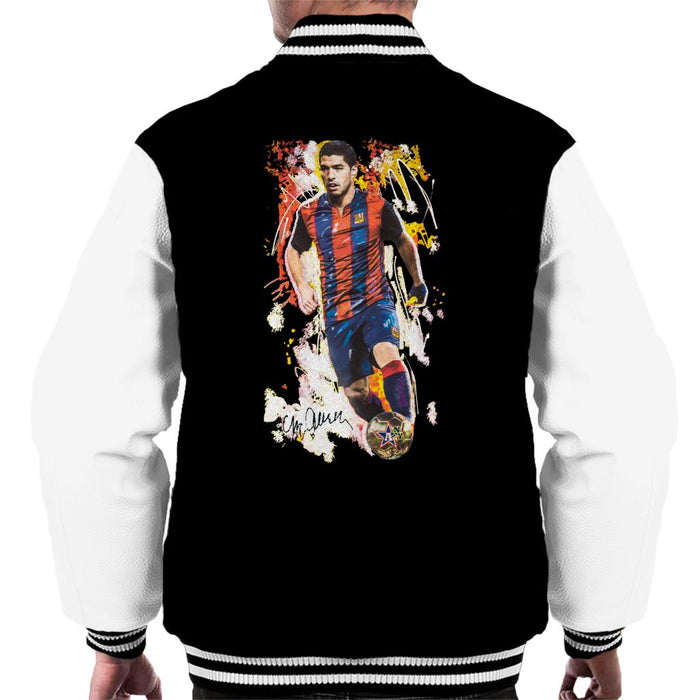 Sidney Maurer Original Portrait Of Luis Suarez Barcelona Men's Varsity Jacket