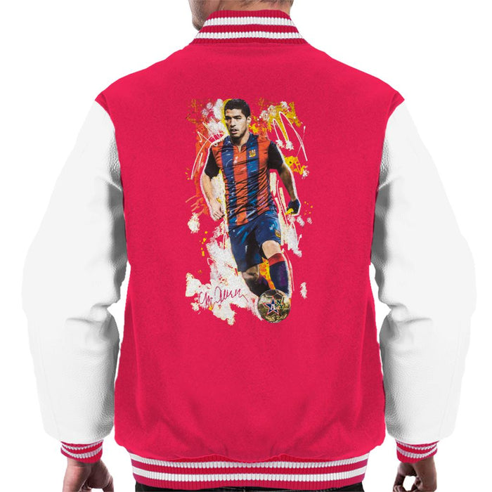 Sidney Maurer Original Portrait Of Luis Suarez Barcelona Men's Varsity Jacket
