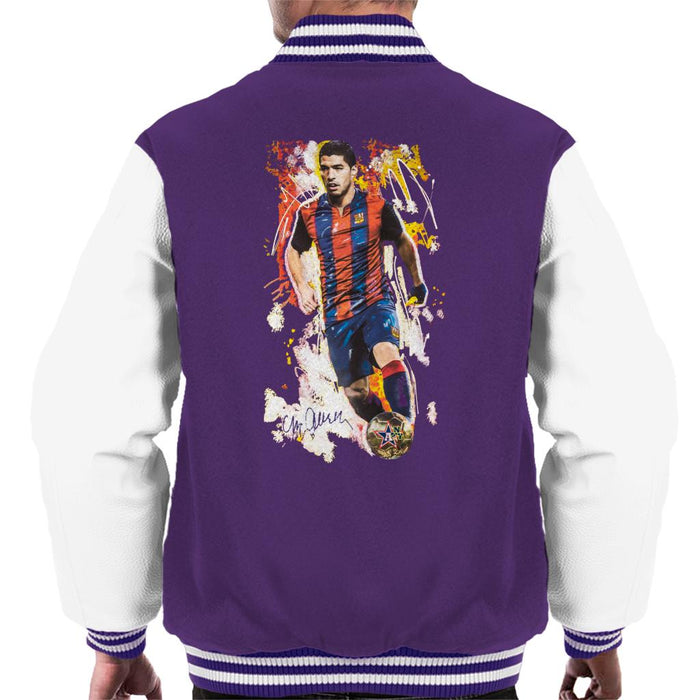 Sidney Maurer Original Portrait Of Luis Suarez Barcelona Men's Varsity Jacket