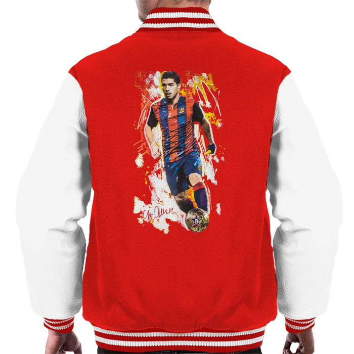Sidney Maurer Original Portrait Of Luis Suarez Barcelona Men's Varsity Jacket