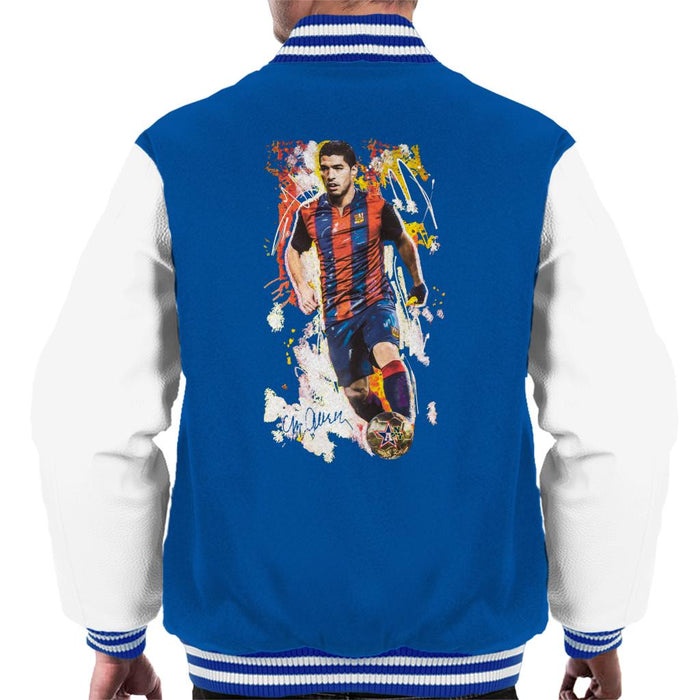 Sidney Maurer Original Portrait Of Luis Suarez Barcelona Men's Varsity Jacket