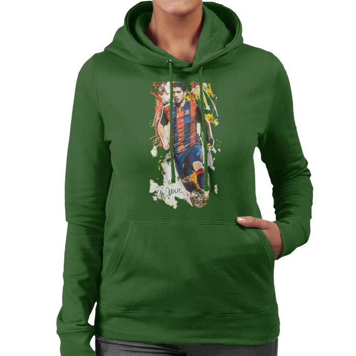 Sidney Maurer Original Portrait Of Luis Suarez Barcelona Women's Hooded Sweatshirt