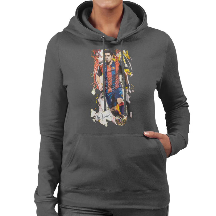 Sidney Maurer Original Portrait Of Luis Suarez Barcelona Women's Hooded Sweatshirt