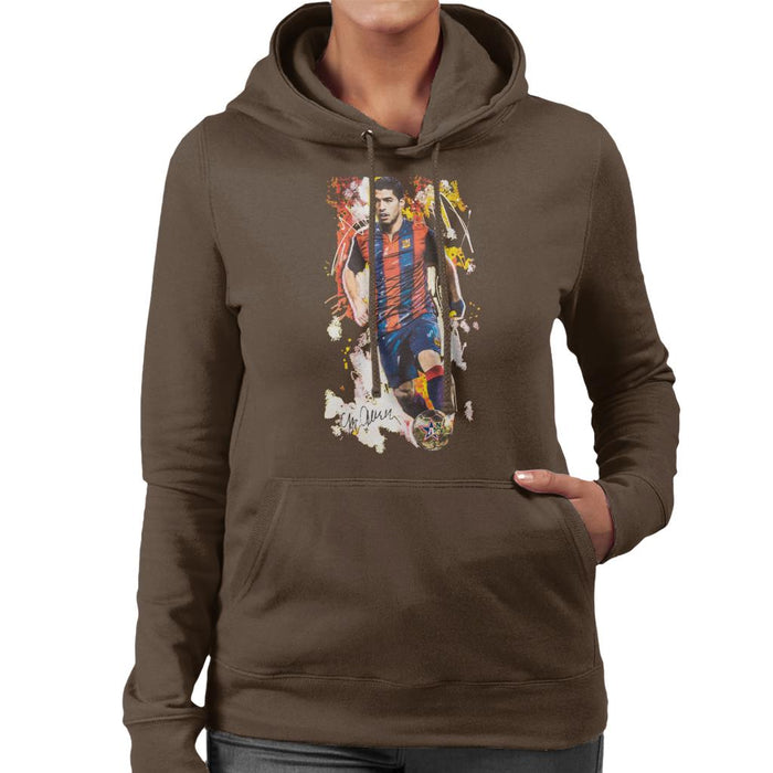 Sidney Maurer Original Portrait Of Luis Suarez Barcelona Women's Hooded Sweatshirt