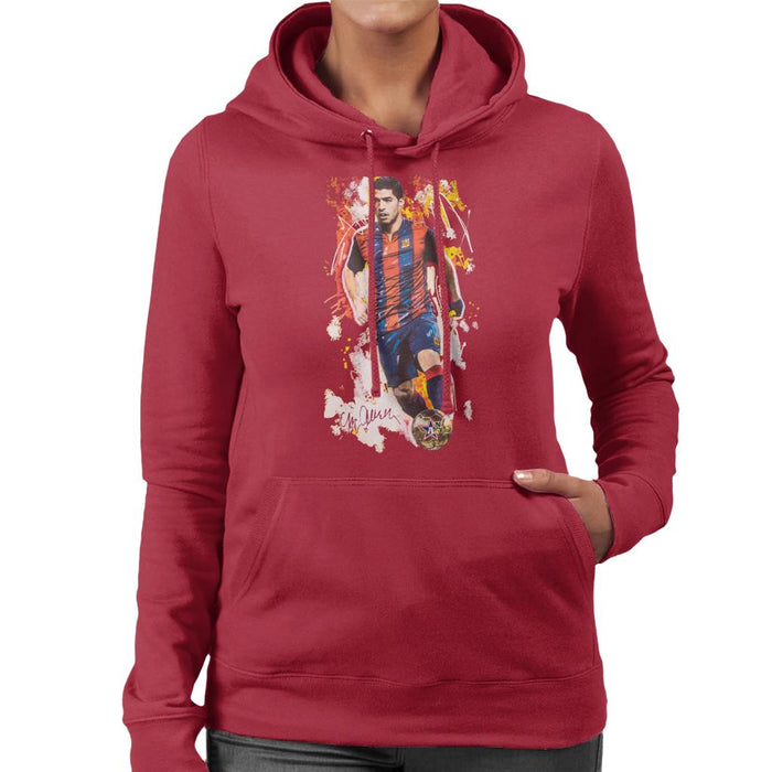Sidney Maurer Original Portrait Of Luis Suarez Barcelona Women's Hooded Sweatshirt