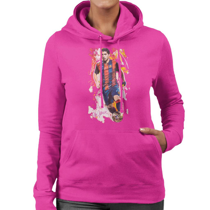 Sidney Maurer Original Portrait Of Luis Suarez Barcelona Women's Hooded Sweatshirt