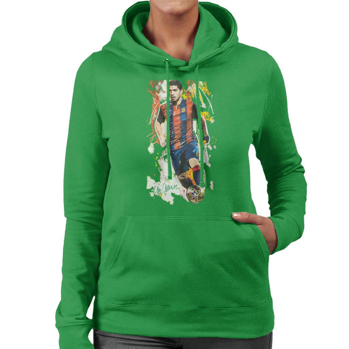 Sidney Maurer Original Portrait Of Luis Suarez Barcelona Women's Hooded Sweatshirt