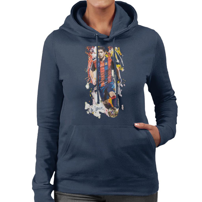 Sidney Maurer Original Portrait Of Luis Suarez Barcelona Women's Hooded Sweatshirt
